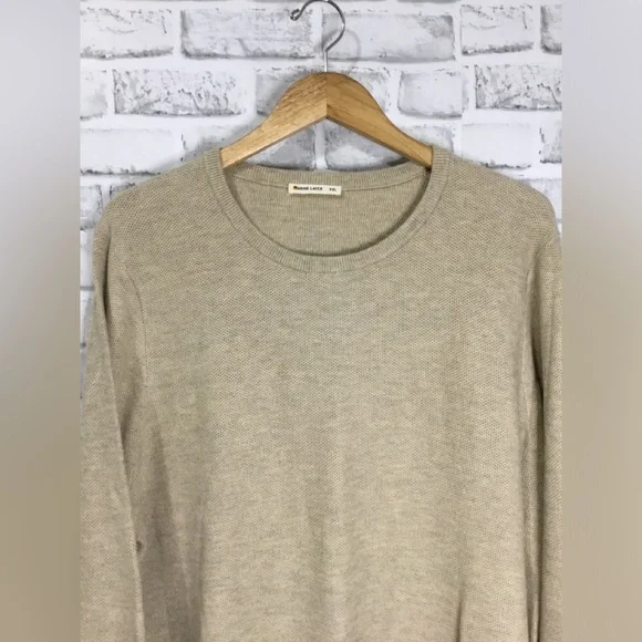 Marine Layer Mens Knit Beige Cotton Blend Crew Neck Sweater Size XXL - M400 - Picture 2 of 9